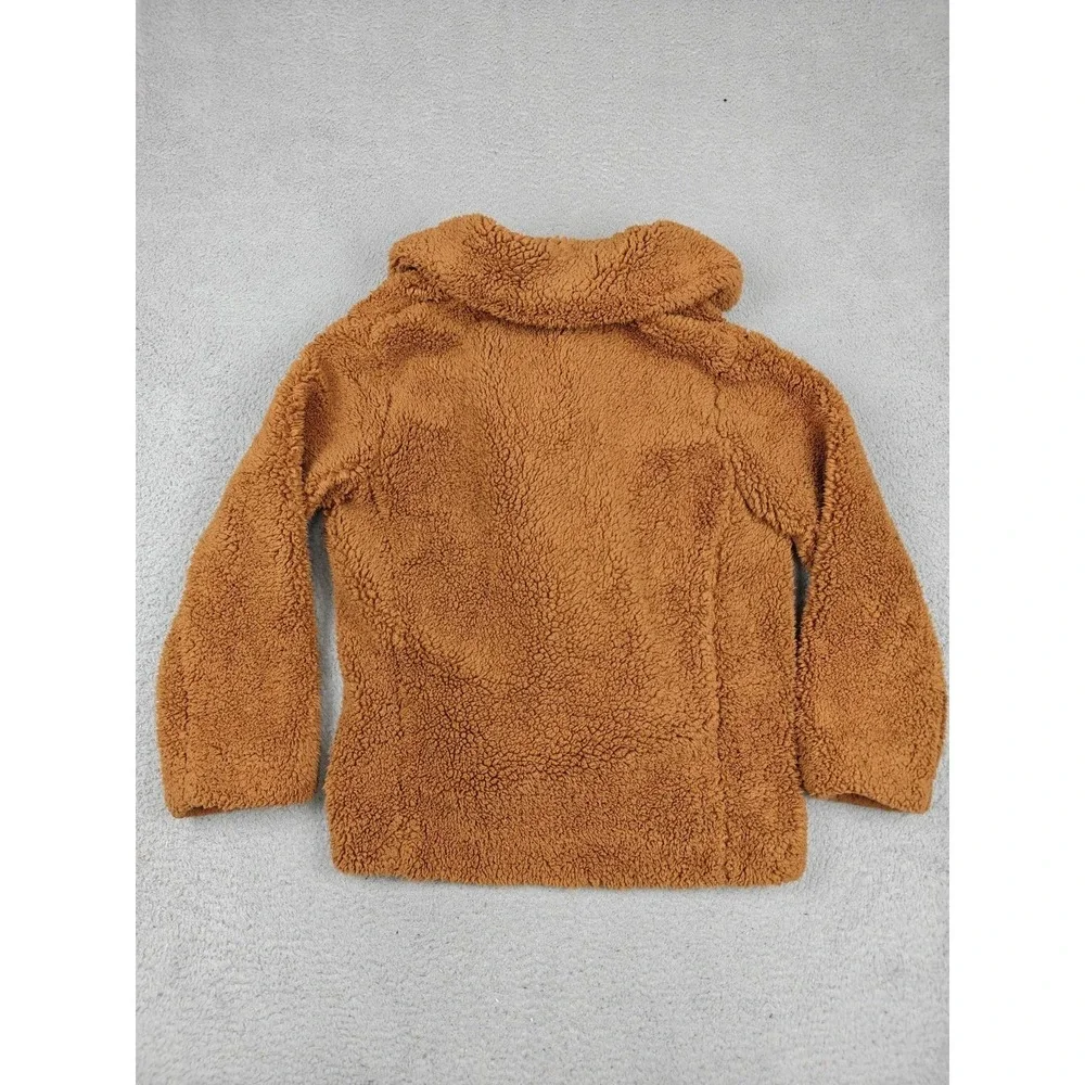 Free People Coat Womens XS Brown Sherpa Fleece Teddy‎ Pea Double Breasted Lined